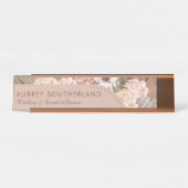 シックモダンボヘミアン水カラー花模様フォトアーチ デスクネームプレート (正面)