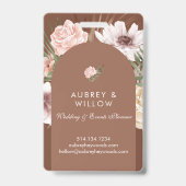 シックモダンボヘミアン水カラー花模様フォトアーチ バッジ (裏面)