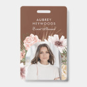 シックモダンボヘミアン水カラー花模様フォトアーチ バッジ (正面)