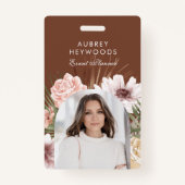 シックモダンボヘミアン水カラー花模様フォトアーチ バッジ (正面)