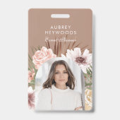 シックモダンボヘミアン水カラー花模様フォトアーチ バッジ (表面)