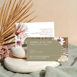 シックモダンボヘミアン水カラー花模様フォトアーチ 予約カード