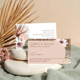 シックモダンボヘミアン水カラー花模様フォトアーチ 予約カード