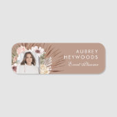 シックモダンボヘミアン水カラー花模様フォトアーチ 名札 (正面)