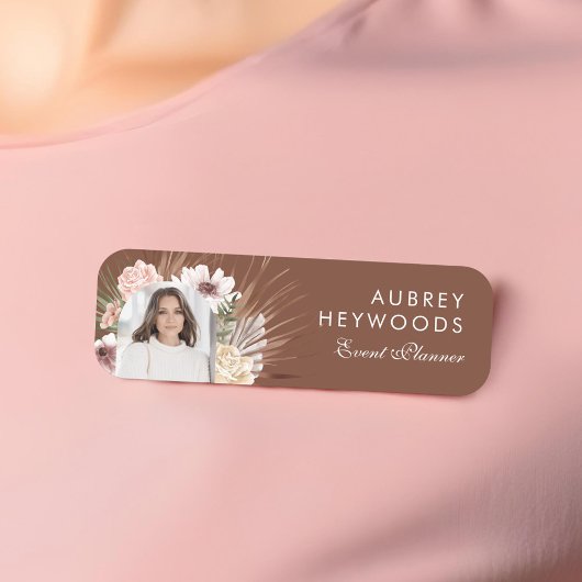 シックモダンボヘミアン水カラー花模様フォトアーチ 名札