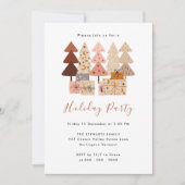 シックモダンボホクリスマスツリーズホリデーパーティー 招待状 (正面)