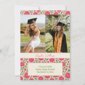 シックモダンボホピンク牡丹卒業パーティー 招待状 (裏面)