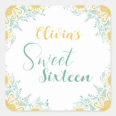 シックモダンボホフローラスウィート16バースデーパーティー スクエアシール (正面)