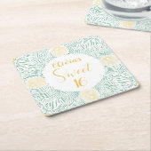 シックモダンボホフローラスウィート16バースデーパーティー スクエアペーパーコースター (アングル)