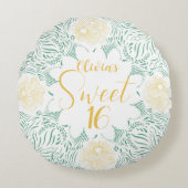 シックモダンボホフローラスウィート16バースデーパーティー ラウンドクッション (正面)