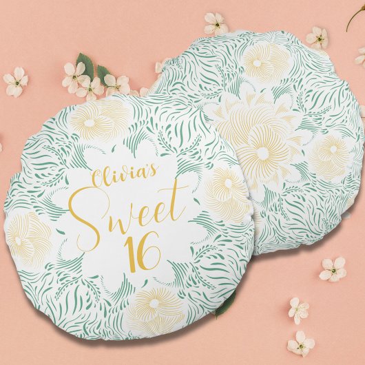 シックモダンボホフローラスウィート16バースデーパーティー ラウンドクッション