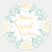 シックモダンボホフローラスウィート16バースデーパーティー ラウンドシール (正面)