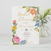 シックモダンボホブライトワイルドフラワーズブライダルシャワー 招待状 (スタンド正面)