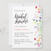 シックモダンボホブライトワイルドフラワーズブライダルシャワー 招待状 (正面)