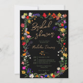 シックモダンボホブライト野生の花ブライダルシャワー 招待状 (正面)