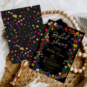 シックモダンボホブライト野生の花ブライダルシャワー 箔招待状