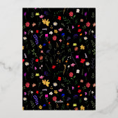 シックモダンボホブライト野生の花ブライダルシャワー 箔招待状 (裏面)