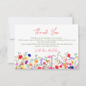 シックモダンボホブライト野生の花ブライダル サンキューカード (正面)