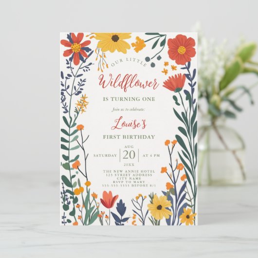 シックモダンボホブライト野生の花1誕生日 招待状 (スタンド正面)