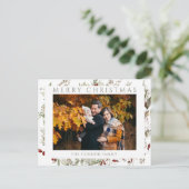 シックモダンボホワイルドフラワーメリークリスマス ポストカード (スタンド正面)