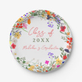 シックモダンボホワイルドフラワー卒業 ペーパープレート (正面)