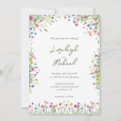 シックモダンボホワイルドフラワー結婚ズ 招待状 (正面)