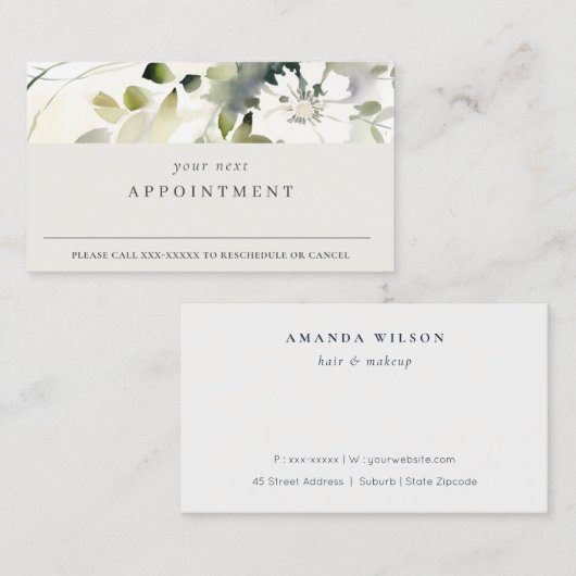 シックモダンボホ抽象芸術グリーンフローラアポイントメント 名刺 (正面/裏面)