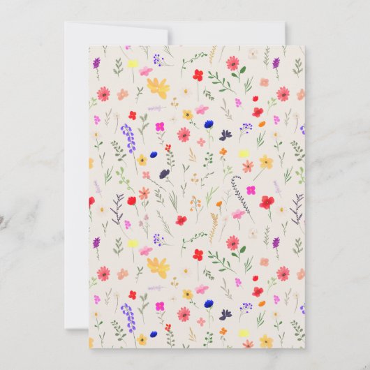 シックモダンボホ明るい野生の花2歳の誕生日 招待状 (裏面)