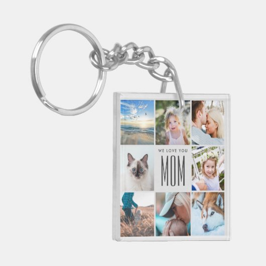 シックモダンマザーの日ママ家族フォトコラージュ キーホルダー (正面左)