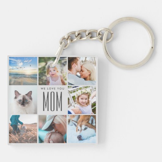シックモダンマザーの日ママ家族フォトコラージュ キーホルダー (裏面)
