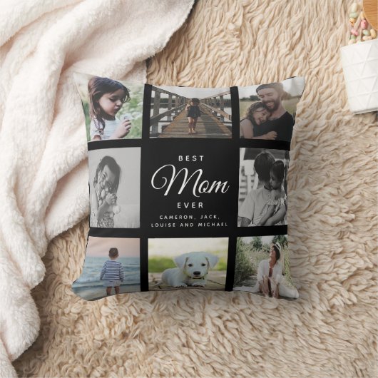 シックモダンマザーの日ママ家族フォトコラージュ クッション (ブランケット)