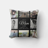 シックモダンマザーの日ママ家族フォトコラージュ クッション (正面)