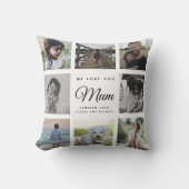 シックモダンマザーの日ムームファミリーフォトコラージュ クッション (正面)
