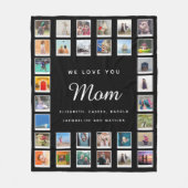 シックモダンマザーズの日フォトコラージュブラックフリース フリースブランケット (正面)