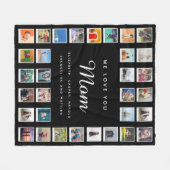 シックモダンマザーズの日フォトコラージュブラックフリース フリースブランケット (正面(横))