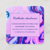 シックモダンマゼンタパープルブルーグリッター大理石 スクエア名刺 (裏面)