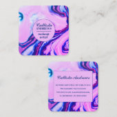 シックモダンマゼンタパープルブルーグリッター大理石 スクエア名刺 (正面/裏面)