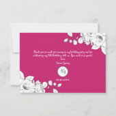 シックモダンマゼンタホワイトフローラ サンキューカード (裏面)