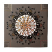 シックモダンマンダラシンプル白黒茶色 タイル (正面)
