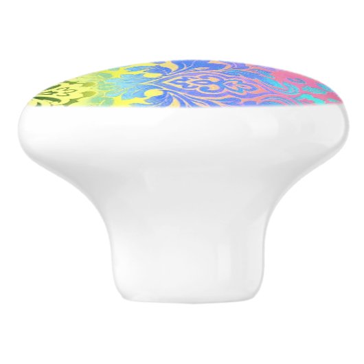 シックモダンマンダラターコイズアクアボヘミアン セラミックノブ (側面)