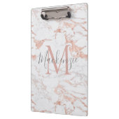 シックモダンマーブルバラゴールドフォイルモノグラム クリップボード (左)