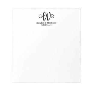 シックモダンミセス・カップル・モノグラムイニシャル脚本 ノートパッド