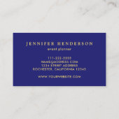 シックモダンミッドナイトブルー金ゴールドプロフェッショナル 名刺 (裏面)