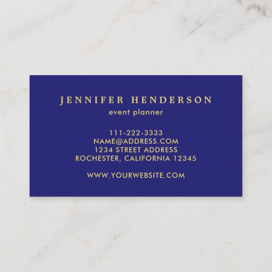 シックモダンミッドナイトブルー金ゴールドプロフェッショナル 名刺 (裏面)