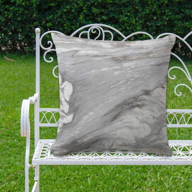 シックモダンミニマシンプルリスト白い灰色の大理石 アウトドアクッション (modern chic simple minimalist white grey marble outdoor pillow)
