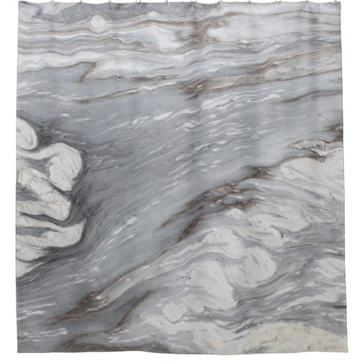 シックモダンミニマシンプルリスト白い灰色の大理石 シャワーカーテン (正面)