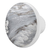 シックモダンミニマシンプルリスト白い灰色の大理石 セラミックノブ (右)