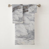 シックモダンミニマシンプルリスト白い灰色の大理石 バスタオルセット (インサイチュ)
