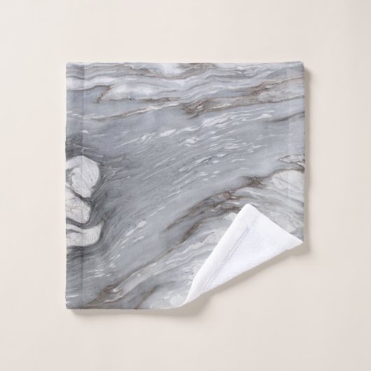 シックモダンミニマシンプルリスト白い灰色の大理石 バスタオルセット (ウォッシュタオル)