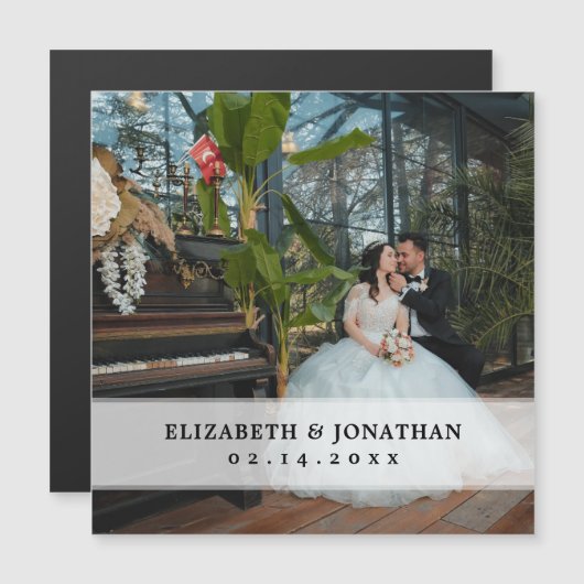 シックモダンミニマリストカップル写真結婚式の引き出物 (正面/裏面)